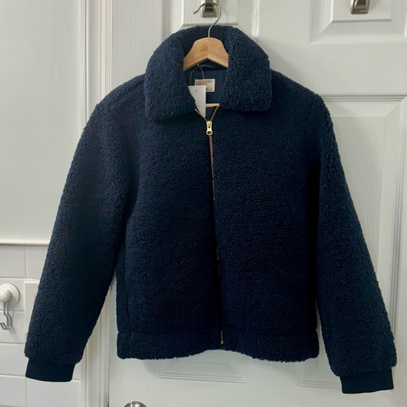 J. Crew | Jackets & Coats | Jcrew Crewcuts Boucle Coat In Navy Blue ...
